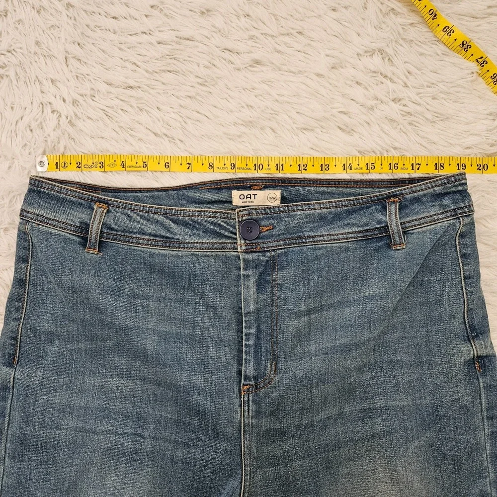 NWOT OAT‎ NY Women's Sz 16W Med Wash High Rise Wide Leg Cropped Jeans - Picture 9 of 12